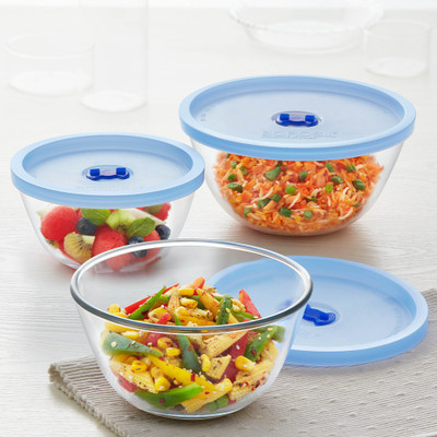 BOROSIL Borosilicate Glass Mixing Bowl Select(Pack of 3, Clear)