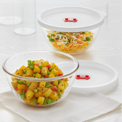 BOROSIL Borosilicate Glass Mixing Bowl(Pack of 2, Clear)