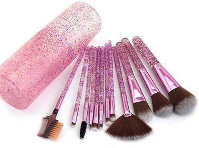 AVTY Makeup Brush Set With Storage Barrel - Pack of 12 (Shiny purple)(Pack of 12)