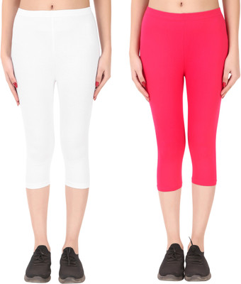 Ayvina Cotton Lycra capri for women,capri for ladies,capri for girls Women White, Pink Capri