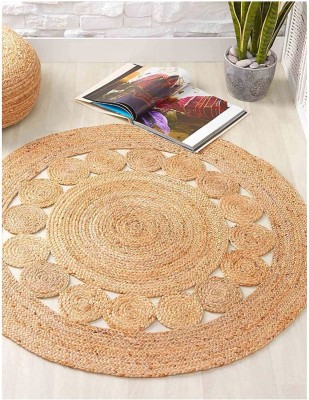 Jilani Handloom Rugs Beige Jute Carpet(3 ft,  X 3 ft, Circle)