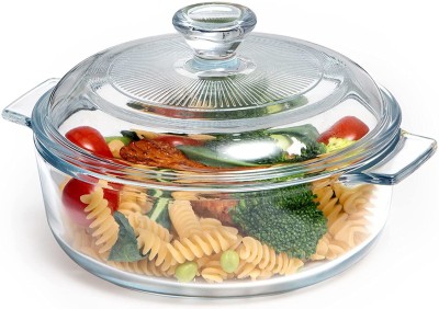 GRACIOUS MART Glass Casserole Bowl with Lid & Handle Oven Safe Covered Casserole for Cookware Cook and Serve Casserole(900 ml)