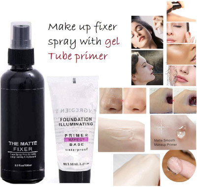 YAWI Matte Make Up Spray Fixer With Face Base Primer Smooth Brighten Skin Tone Combo Set(2 Items in the set)