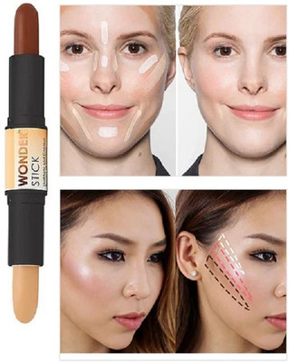 Neycare New Creamy Double-ended 2 in1 Contour Stick 3D Contouring Highlighter Stick Concealer(Beige, Brown, 8 g)