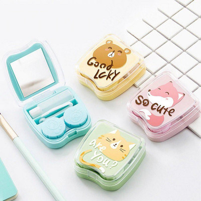 Mopslik Pack Of 1 Cartoon Printed Plastic Contact Lens Case Storage Box ( Multicolour )(Pack of: 1)