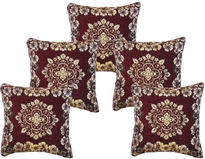 Sparklings Damask Cushions Cover(Pack of 5, 40.34 cm*40.34 cm, Maroon)