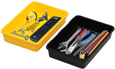 Cutting EDGE Empty Cutlery Box Drawer Case(Black, Yellow  Holds 2 Pieces)