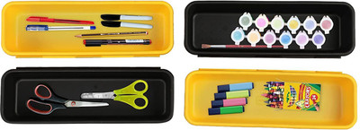 Cutting EDGE Empty Cutlery Box Drawer Case(Black, Yellow  Holds 4 Pieces)