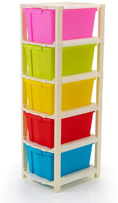 TARGO 5 Compartments Plastic Modular Drawers(Multicolor)