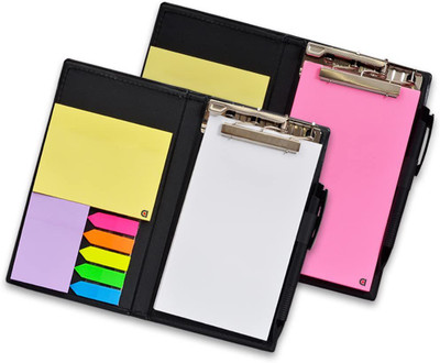 Flipkart SmartBuy Notepad Memo Holder Desk Organizer with sticky Notes Gift with Pen Pack of 2 Pocket-size Note Pad UN RULED 50 Pages(NEON PINK, White)