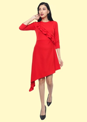 DyrectDeals Women High Low Red Dress