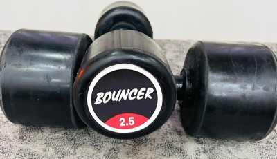 YMD 2.5Kg X 2 Pcs Exclusive Quality Bouncer Rubber Dumbbell, Bouncer Dumbbell Fixed Weight Dumbbell(5 kg)