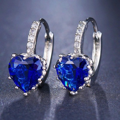 MYKI Casual Blue Stone Stud Earrings For Women & Girls Swarovski Zirconia Metal Hoop Earring