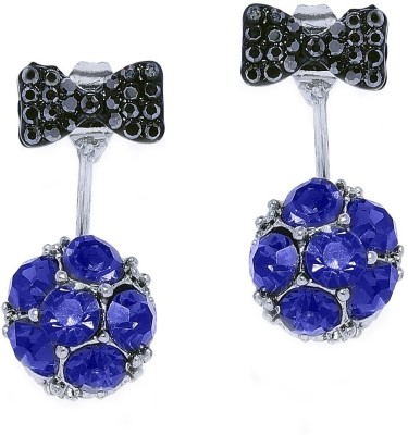 fabula Blue & Black Crystal Fashion For Women & Girls Stylsih Latest Cubic Zirconia, Crystal, Zircon Metal Drops & Danglers