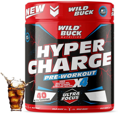 WILD BUCK Hyper Charge Pre-Workout For Hardcore Pump ,Non-Crash Energy Both For Men &Women Energy Drink(170 g, American Cola Flavored)