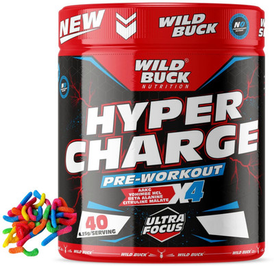 WILD BUCK Hyper Charge Pre-Workout For Hardcore Pump ,Non-Crash Energy Both For Men &Women Energy Drink(170 g, Sour Gummies Flavored)