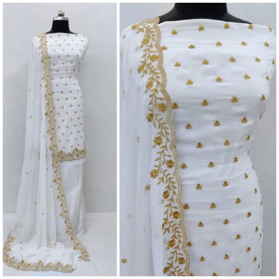 ANJALITRENDZ Georgette Embroidered Salwar Suit Material