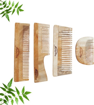 GrowMyHair Neem Wood Comb Anti-Bacterial, Anti Dandruff for Hair Regrowth, Set of 4