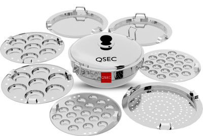 QSEC Stainless Steel 7 plateIdli,dhokla,patracooker Multi Kadai with Induction bottom Induction Idli Maker(7 Plates , 14 Idlis )