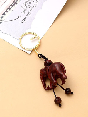 RDK Red Sandalwood (Lal Chandan) Elephant Antique Keychain For Men and Women Key Chain