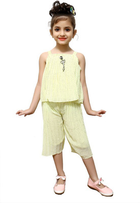 VALUE CREATION Girls Party(Festive) Top Capri(Yellow)