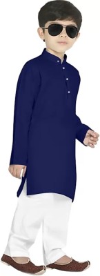 SUNCITY FASHION MART Boys Festive & Party Kurta and Pyjama Set(Blue Pack of 1)