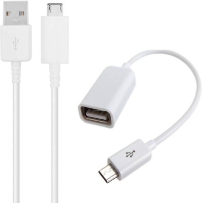 Webilla Cable Accessory Combo for 2.1A Fast Charging USB Data Cable and OTG Sync & Charge Cable Combo for All Smartphones (White)(White)