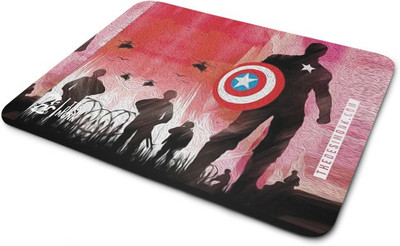 The Desi Monk Captain America Poster Anti Skid Mouse Pad for Laptops and Computers Non Slip Base Mousepad(Black)
