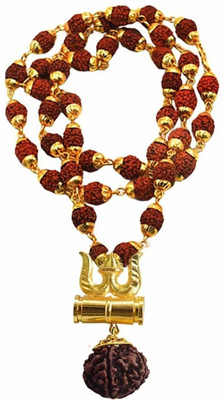 Lakhdatar Rudraksha mala damru trishul trinetra mala Gold-plated Plated Brass Chain