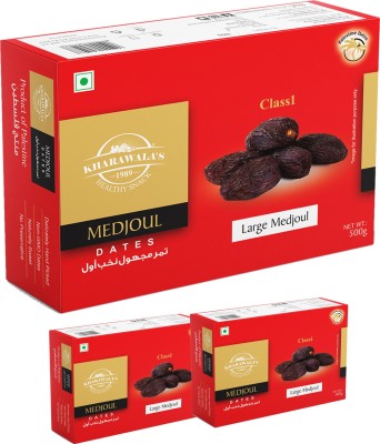 KHARAWALA'S Large Medjoul Dates - Pack of 3 (500grams each) Dates(3 x 500 g)