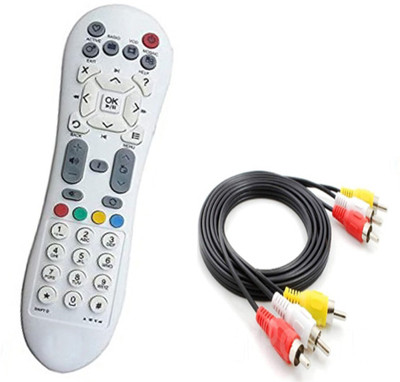 Red Champion Set Top Box Remote Control Compatible for  Remote with 3 RCA Cable Videocon D2H Remote Controller(White)