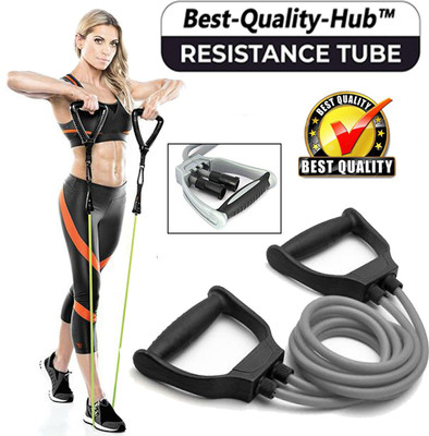 Best-Quality-Hub Double Toning Resistance Tube Pull Rope Elastic Rubber Resistance Tube(Grey)
