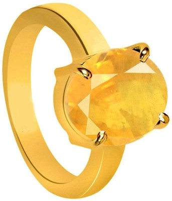 S KUMAR GEMS & JEWELS Certified Natural 5.25 Ratti Yellow SapphireStone ( Pukhraj Stone ) Panchdhatu Alloy Sapphire Gold Plated Ring