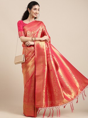 Ratnavati Woven Banarasi Silk Blend Saree(Pink)