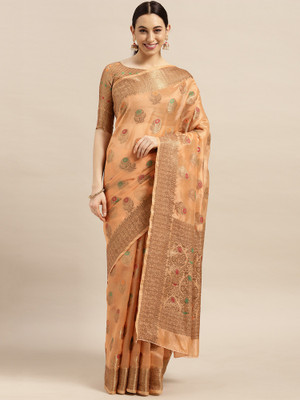 Ratnavati Woven Banarasi Silk Blend Saree(Orange)