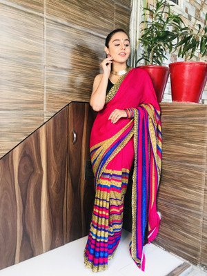 kashvi sarees Printed Bollywood Georgette Saree(Pink)