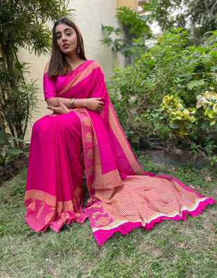 Anand Sarees Printed, Paisley Bollywood Georgette Saree(Pink)