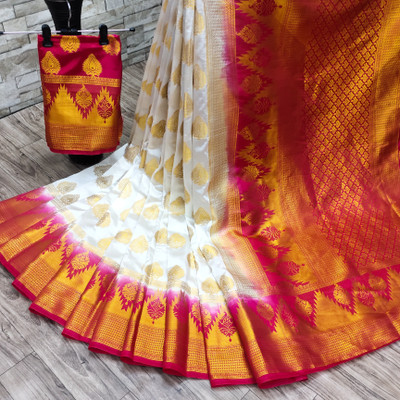 Pavari Woven Banarasi Nylon Saree(Red)