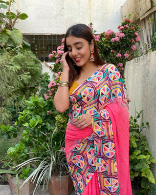 Anand Sarees Printed Bollywood Georgette Saree(Pink)
