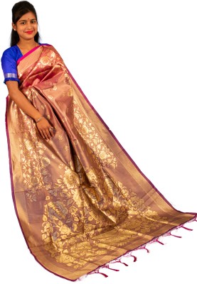 NM Enterprise Printed Tant Cotton Silk Saree(Cream)