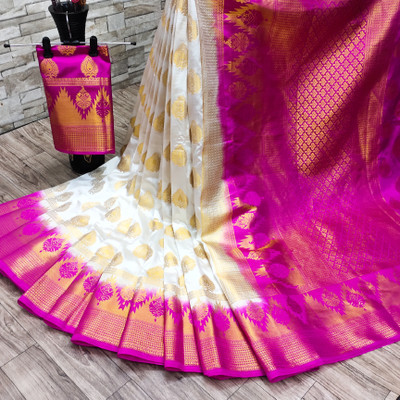 Pavari Woven Banarasi Nylon Saree(Pink)