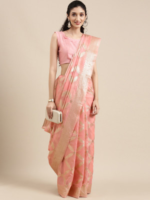 Ratnavati Woven Banarasi Silk Blend Saree(Pink)