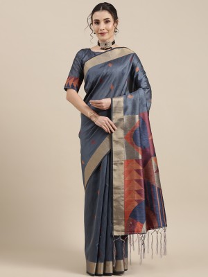 Ratnavati Printed Bollywood Cotton Silk Saree(Grey)