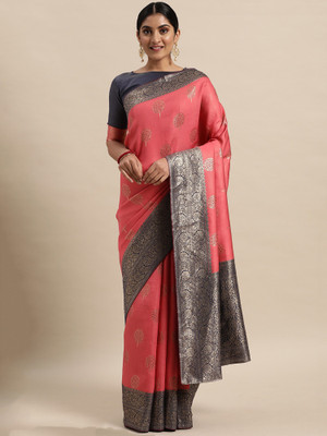 Ratnavati Woven Banarasi Silk Blend Saree(Pink)