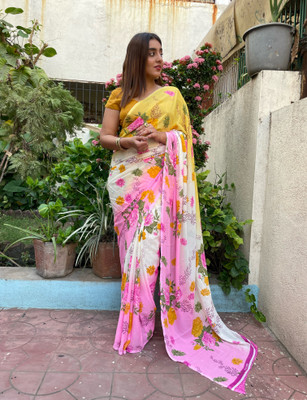 kashvi sarees Floral Print Bollywood Georgette Saree(Pink)