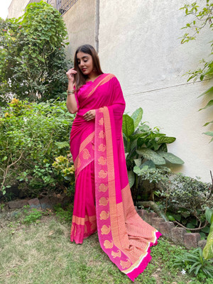 Anand Sarees Printed, Paisley Bollywood Georgette Saree(Pink)