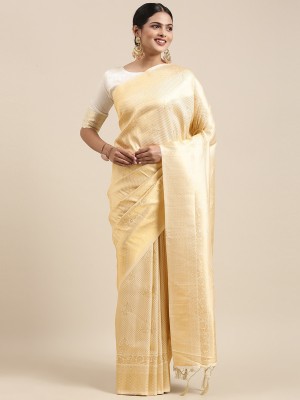 Ratnavati Woven Banarasi Silk Blend Saree(Cream)