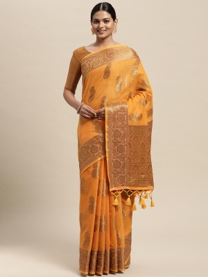 Ratnavati Woven Banarasi Silk Blend Saree(Orange)