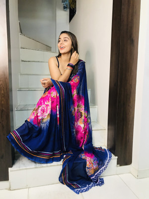 kashvi sarees Printed Bollywood Georgette Saree(Multicolor)