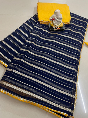 MINE CHOICE Solid/Plain Bollywood Viscose Rayon Saree(Dark Blue)